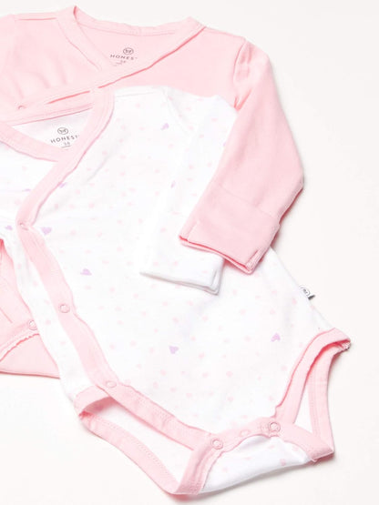 HonestBaby unisex-baby 3-pack Long Sleeve Side-snap Kimono Bodysuits Organic Cotton for Infant Baby Boys, Girls, Unisex