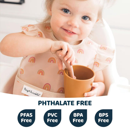 Tiny Twinkle Mess-Proof Baby Bib - Waterproof Bib for Baby Girl - Machine Washable - Adjustable