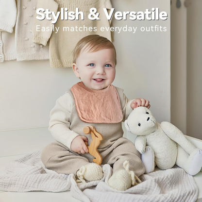 Muslin Baby Bibs for Unisex Boys Girls, Cotton Drool Bibs, Adjustable Newborn Bibs for Drooling and Teething