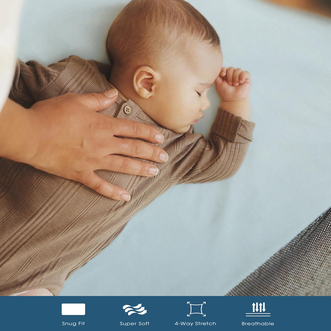GRSSDER Mini Crib Sheets Fitted, Pack and Play Sheets 2 Pack, Ultra Soft Stretchy Pack N Play