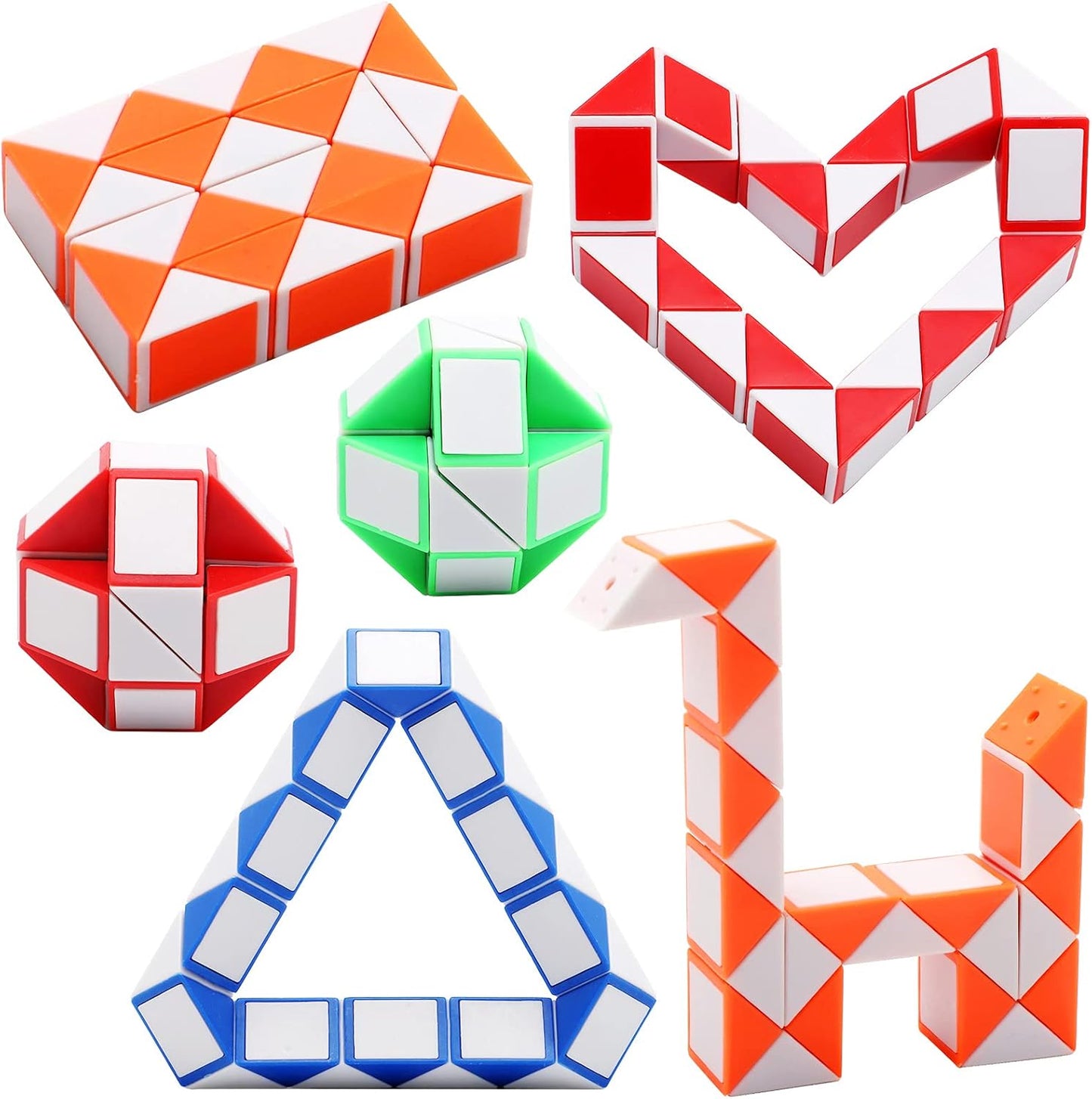 24 Pack 24 Blocks Magic Speed Cubes, Mini Snake Cube, Mini Plastic Puzzle Cube Toy for Kids Party