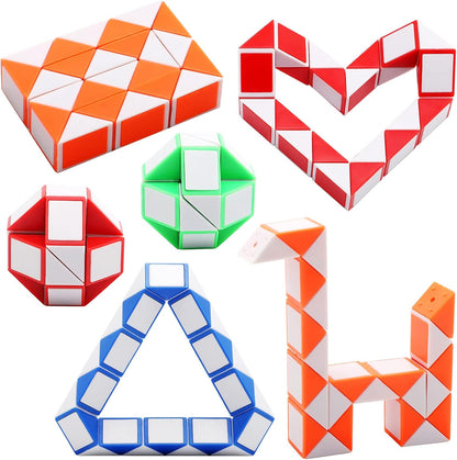 24 Pack 24 Blocks Magic Speed Cubes, Mini Snake Cube, Mini Plastic Puzzle Cube Toy for Kids Party
