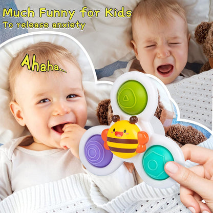 Suction Cup Spinner Toys for 1 Year Old Boy Gifts, Spinning Top Baby Bath Toys 6-12-18 Months, 1st One Year Old Girl Christmas Birthday Gifts Travel Sensory Toys for Toddlers 1-3