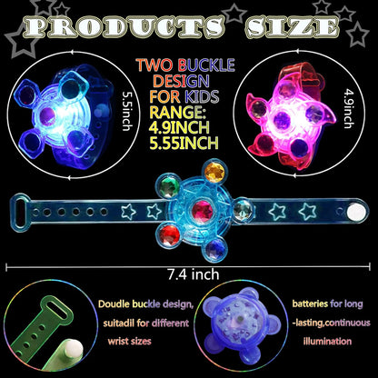 24 Pack LED Light Up Fidget Spinner Bracelets and DIY Deformable Robot Fidget Spinners,Stress Relief Toy for Kids Adults,Party Supplies,Treasure Box Toys for Classroom, Birthday Gifts