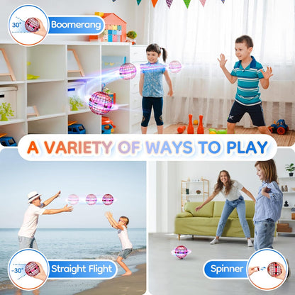 TOMZON Flying Orb Ball, Galaxy Ball Cool Toys for Boys Girls, Hover Ball Boomerang Fidget Spinner, Drone for Kids with Colorful Light Flying Spinner, A32 Red