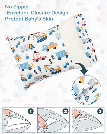 ALVABABY Toddler Pillowcases Stretchy Soft Kids Pillow Cover 2 Pack Fit 13"x 18" or 12"x16" Envelope for Girl Boy Sleepy Travel 2TPE22A