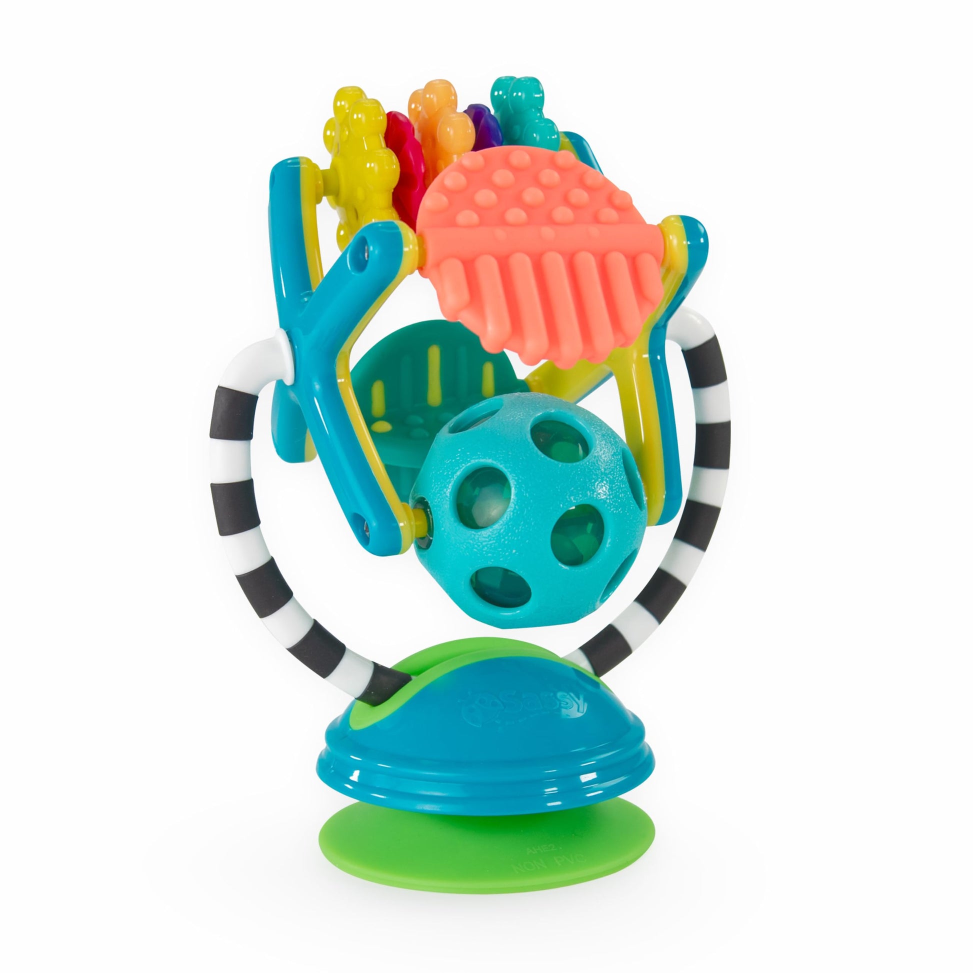 Sassy Teethe & Twirl Sensation Station 2-in-1 Suction Cup High Chair Toy, Developmental Tray Toy