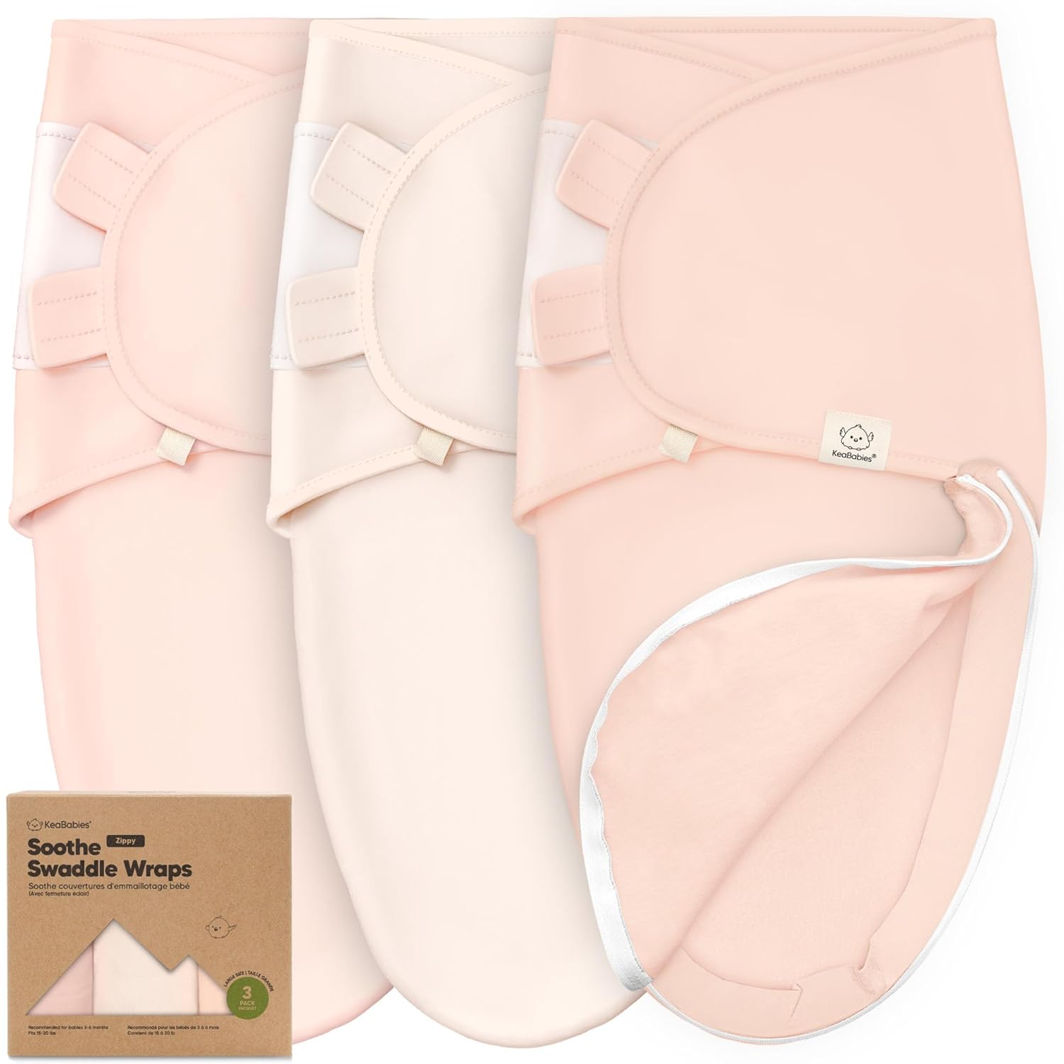 Baby Swaddle Sleep Sacks with Zipper - 3-Pack Swaddles for Newborns 3-6 Months, Infant, Baby Girls