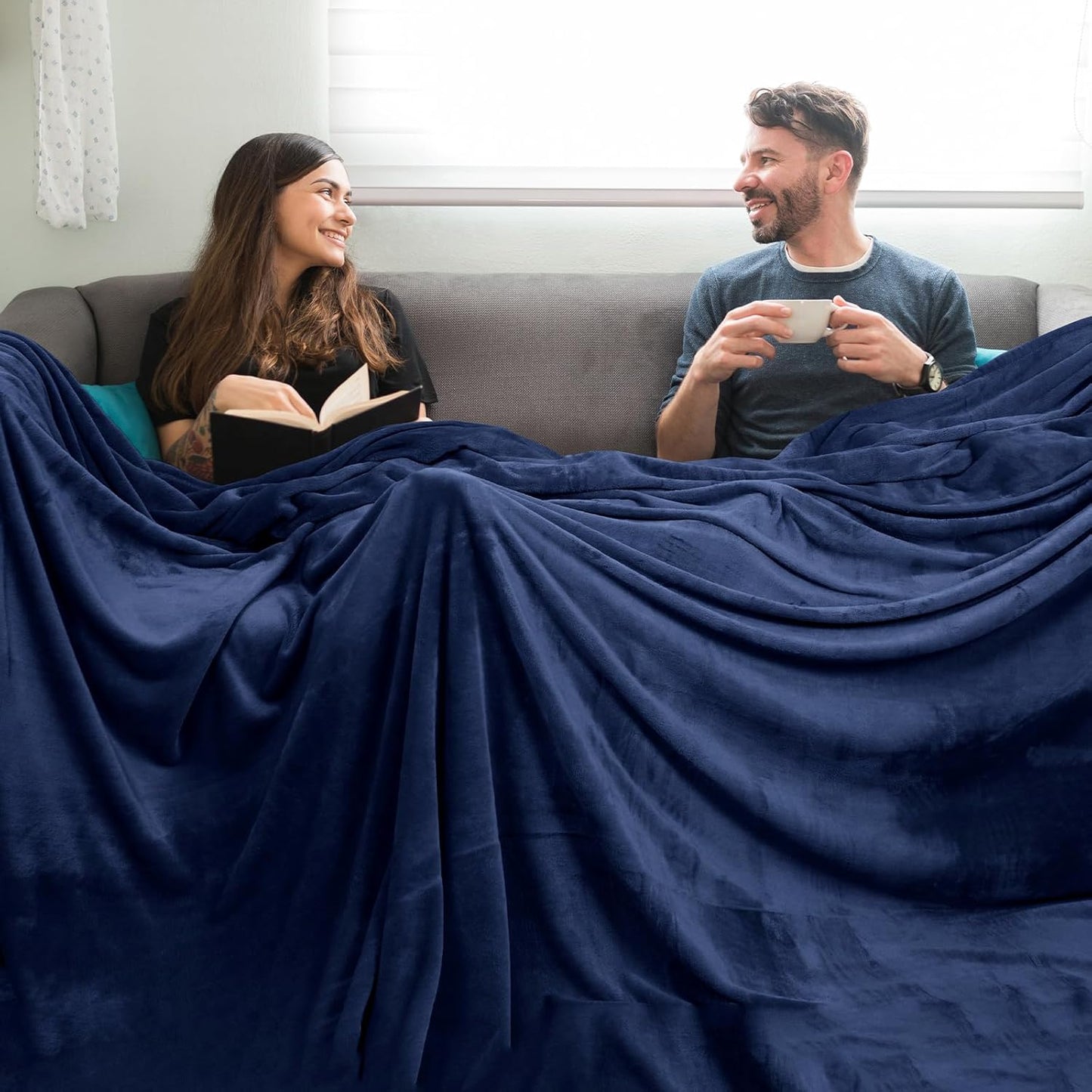 PHF Oversized King Fleece Blanket 120"x120", No Shed No Pilling Big Soft Blanket, Extra Large 10'x