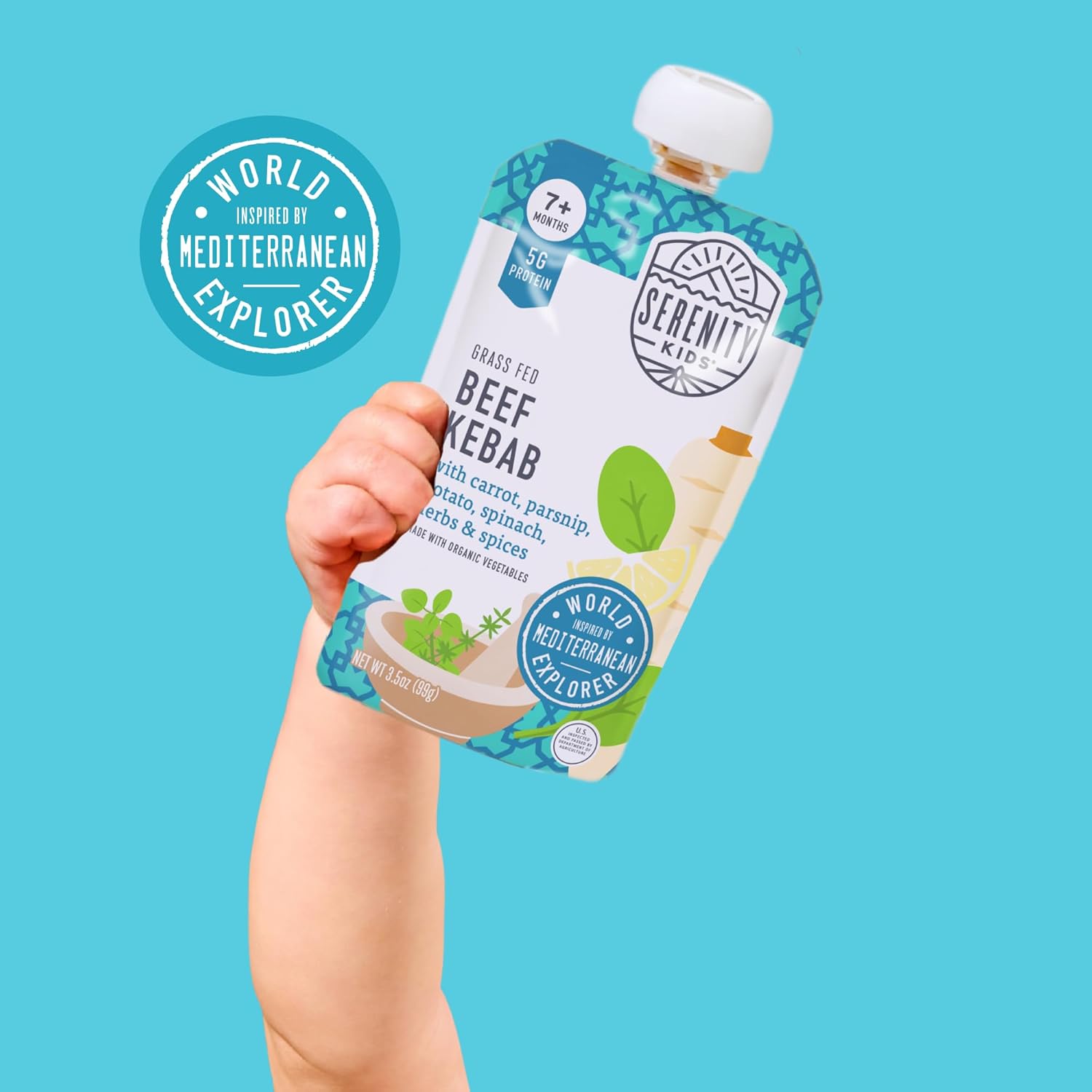 Serenity Kids 7+ Months World Explorers Baby Food Pouches Puree Made with Ethically Sourced Meats &