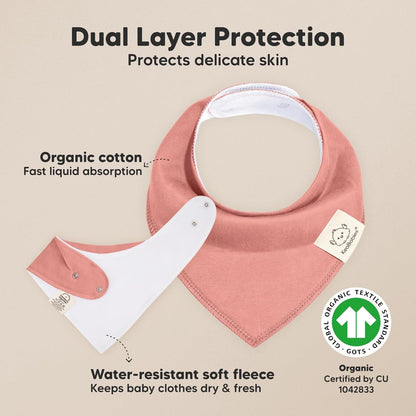 10-Pack Organic Baby Bandana Bibs for Girls - Super Absorbent Triangle Baby Bibs for Drooling and Teething Infant, 100% Cotton Extra Soft for Newborn, Infant 0-36 Months (Cupcake)