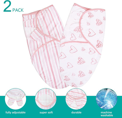 Biloban Baby Swaddle for Girls 0-3 Months, Cotton Blanket, Newborn Essentials, Lovely Pink Print, 4