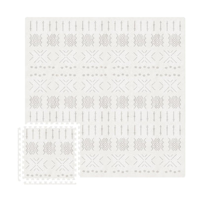 MOON WALKERS Stylish Boho Baby Play Mats for Floor,(6x6ft) Play Mat for Babies and Toddlers, Non-Toxic, Soft, Thick, Tummy Time Mat for Crawling (Extra Large 9 Tiles, Ivory Aztec)