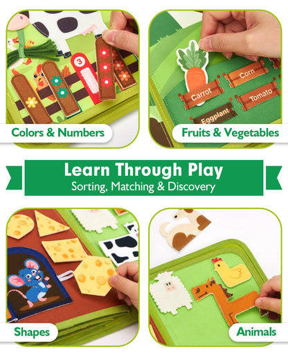 hahaland Busy Book for Toddlers 1-3 - Montessori Toys 1 Year Old Busy Board