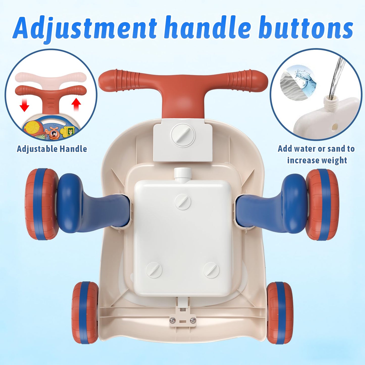 QDRAGON 3 in 1 Baby Walker and Activity Center for Boy 12-18 Months, Blue