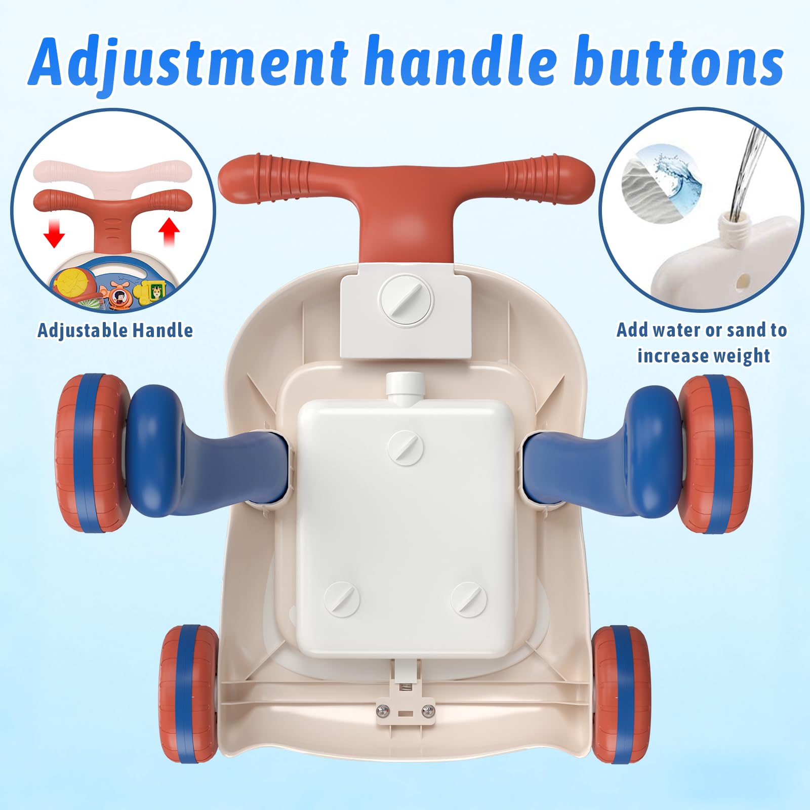 QDRAGON 3 in 1 Baby Walker and Activity Center for Boy 12-18 Months, Blue