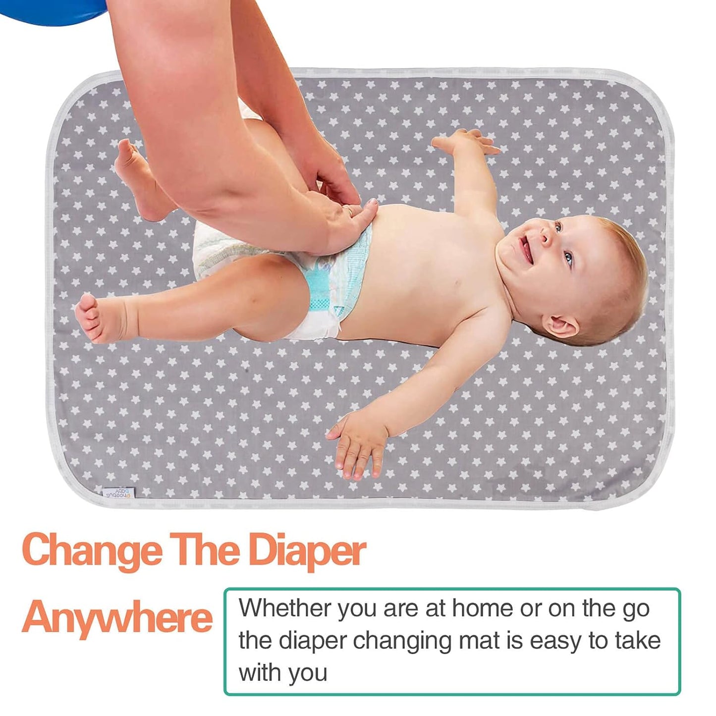 Baby Diaper Changing Pad, 21 5/8" x 31.5" Waterproof Changing Pad Liners - Reusable Soft and Absorbent Portable Changing Mat(Star1PCS)