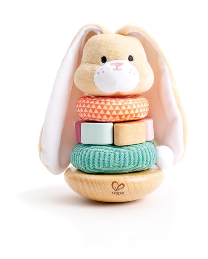 Hape Bunny Stacker|Wooden Stacking Rings|Wobble Learning Tower Developmental Toy, for Babies 10