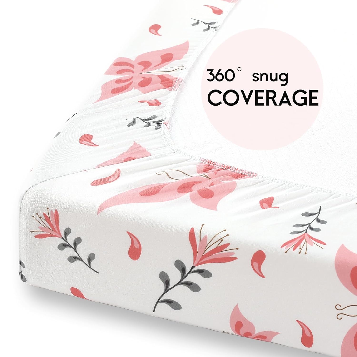Yoofoss Pack and Play Sheets Fitted, Mini Crib Sheets 2-Pack for Pack N Play Mattress, Stretchy