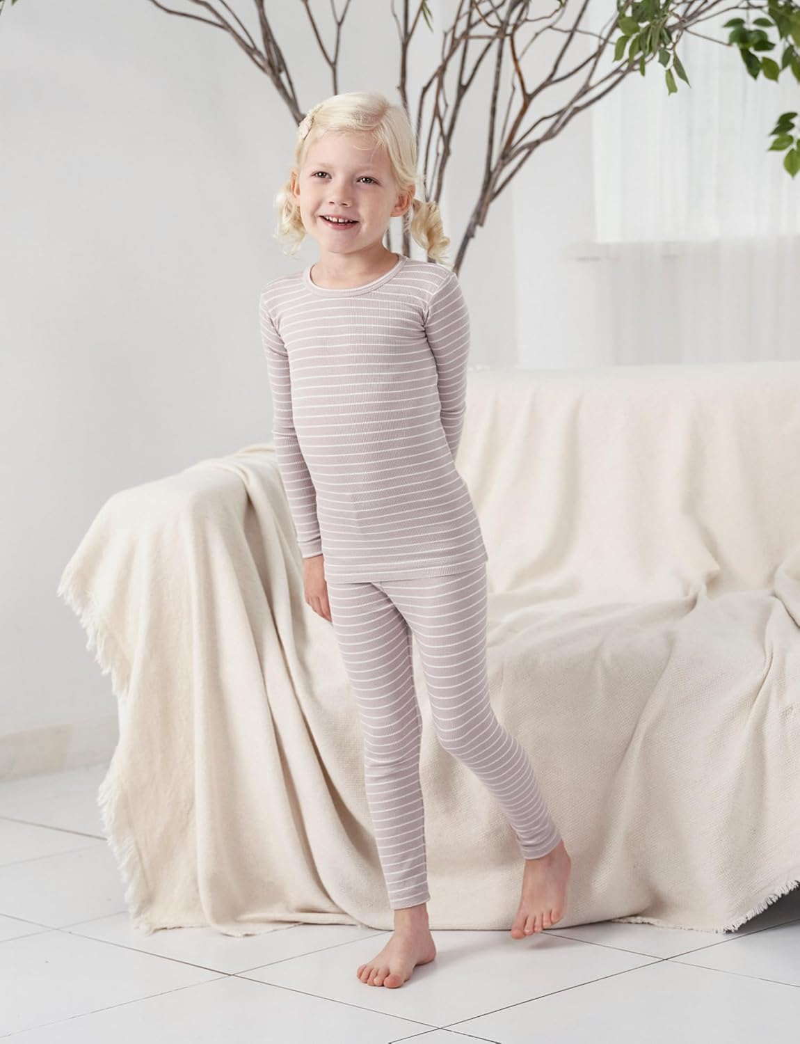 AVAUMA Stripe Pattern Baby Boys Girls Pajama Set Kids Toddler Snug fit Ribbed Sleepwear pjs for Daily Life Style