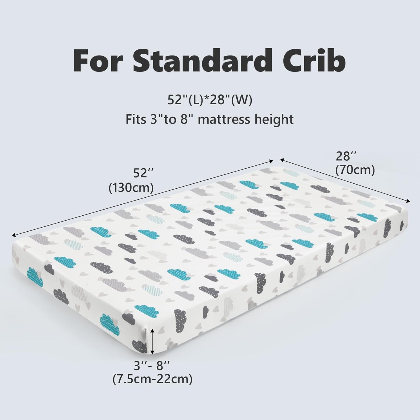 TILLYOU Baby Crib Sheets for Boys Girls, Super Soft Toddler Bed Sheets, 2 Pack Sheets for Standard