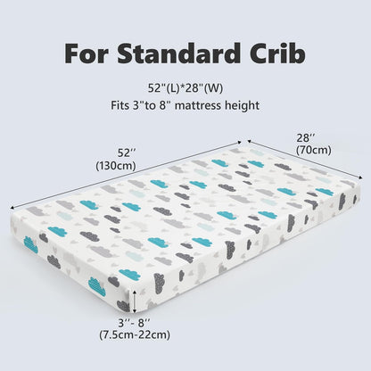 TILLYOU Baby Crib Sheets for Boys Girls, Super Soft Toddler Bed Sheets, 2 Pack Sheets for Standard