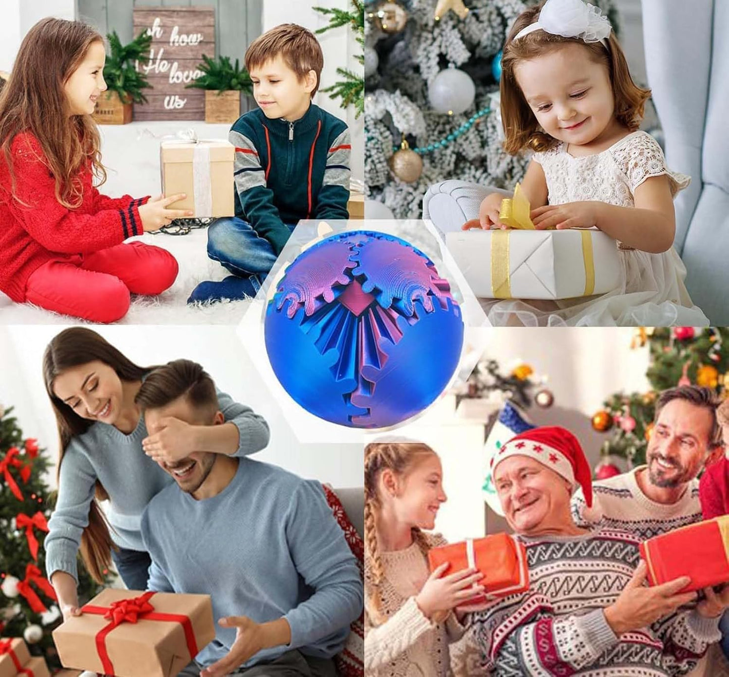 Gear Ball 3D Printed Gear Ball Spin Ball OR Cube Fidget Toy, Gear Sphere, Relieves Stress Anxiety Fidget Toys for ensory Needs and Autism, Gear Ball Fidget Toy