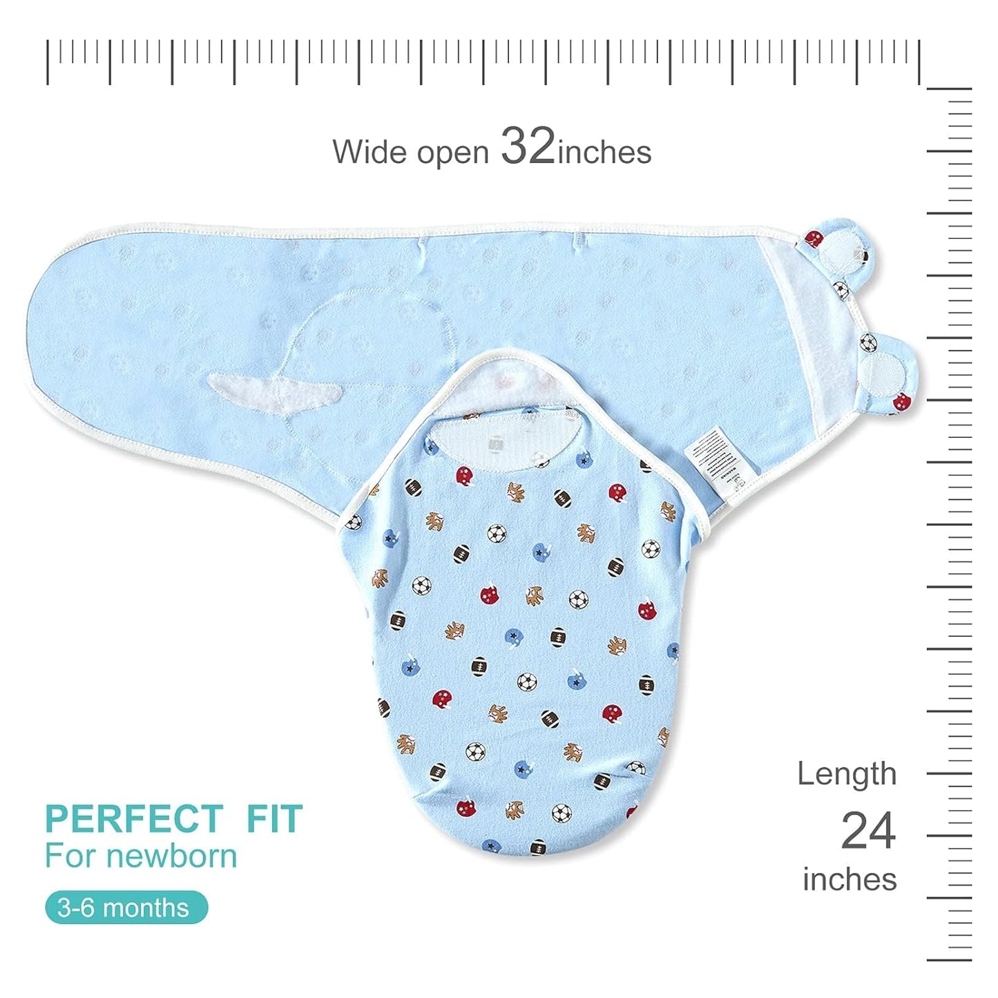 3 Pack Baby Swaddle 3-6 Months - Infant Adjustable Newborn Swaddles Blanket Baby Girl Boy, Swaddling Wrap Blanket Sleep Sack for Newborn-Blue