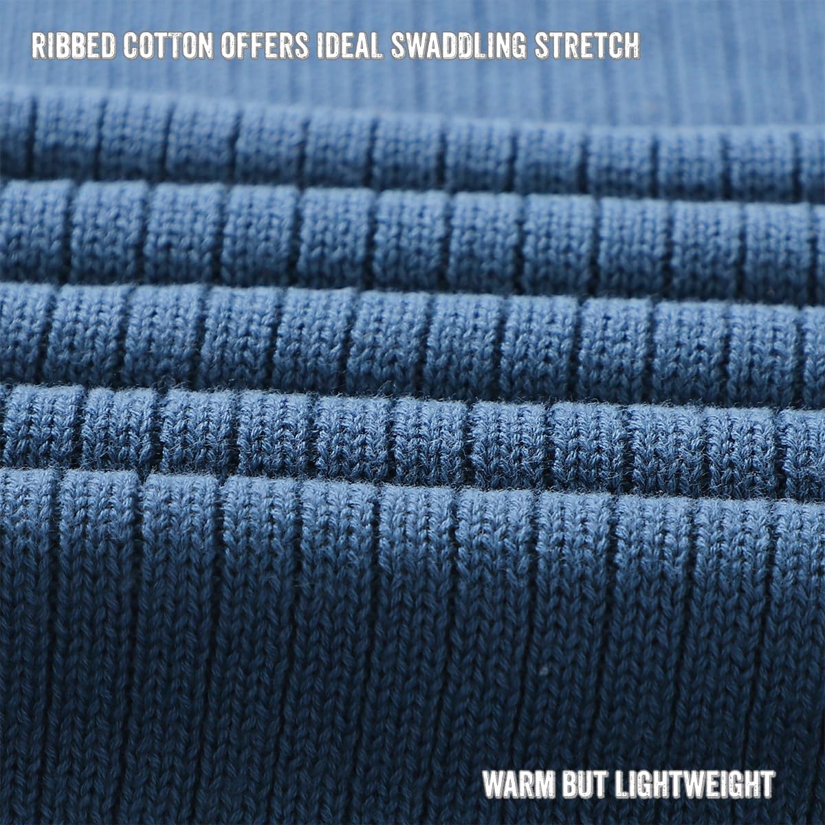 Organic Ribbed Swaddle Blanket for Boys & Girls - 100% Luxury Organic Soft Cotton Knit Warm Cozy