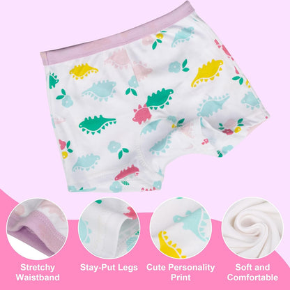BIG ELEPHANT 10 Pack Toddler Girls' Underwear Boxer Briefs，100% Cotton Super Soft Breathable Panties (3T-10Y)