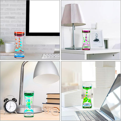 Liquid Motion Bubbler Timer Pack of 10 Great Desktop Colorful Hourglass Liquid Bubbler Small Calming Relaxing Toys Sensory Anxiety Autism ADHD Fidget Toys (10 Pack, Rainbow)