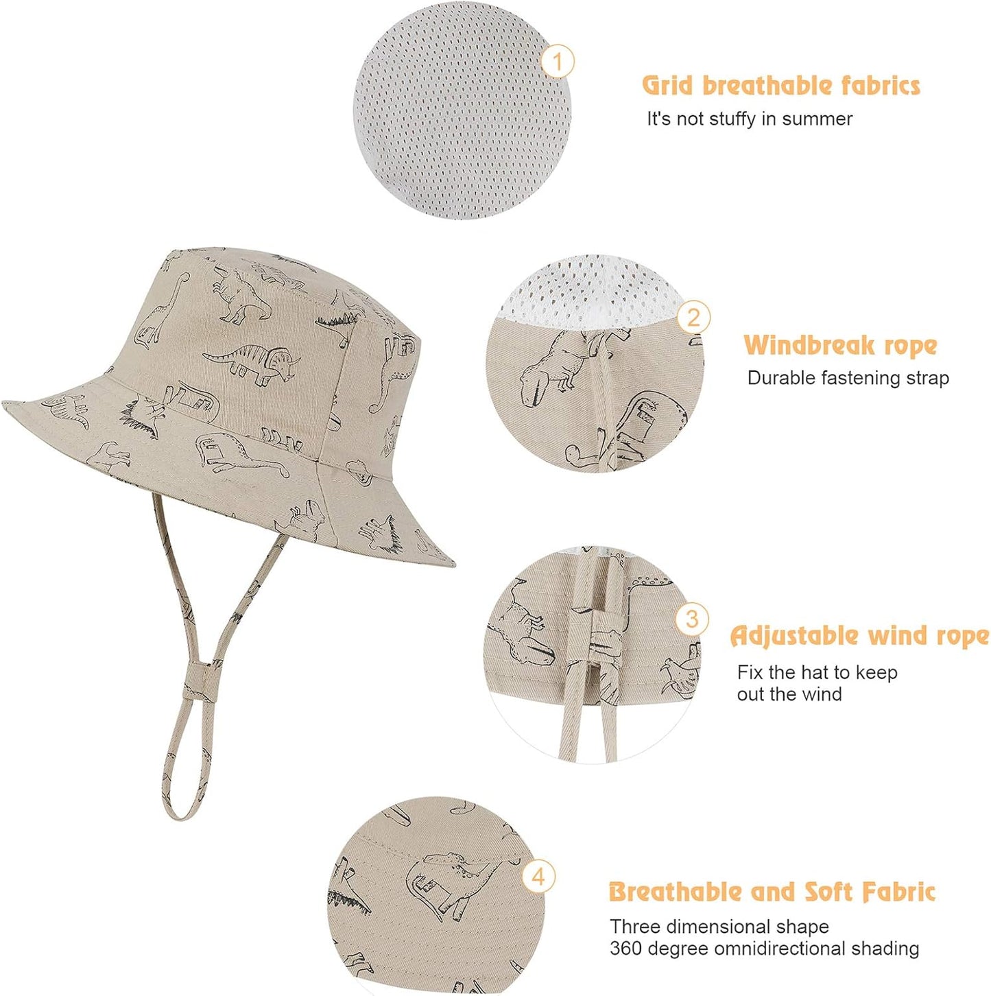 Durio Baby Bucket Sun Hat Toddler Hats Summer Beach Hat UPF 50+ Sun Protection Bucket Hats for Kids Baby Boy Girl Gifts 2Pack