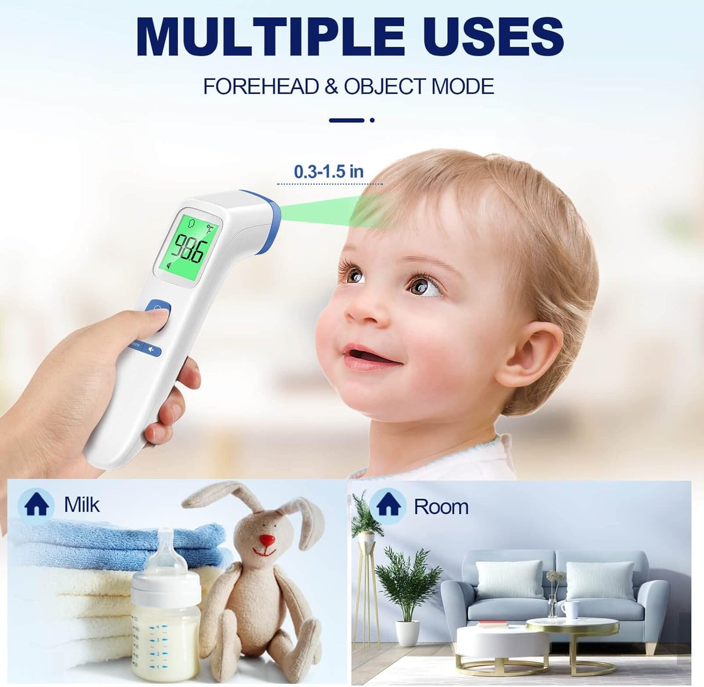 Thermometer for Adults and Kids, Digital Forehead Thermometer with Fever Alarm, Silent Mode &