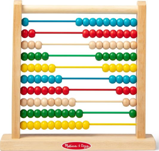 Melissa & Doug Abacus Classic Wooden Toy with 100 Beads - Preschool Learning Activities and Math