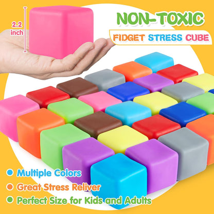 Fidget Toys Stress Cube, 24Pcs Stress Balls Bulk for Kids and Adult, Slow Rising Stress Ice Cube