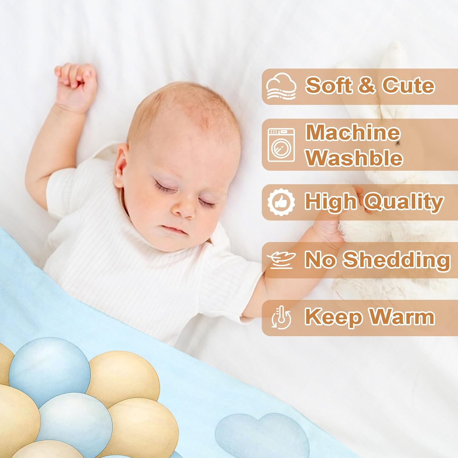Ship Next Day, Personalized Baby Blanket – Printed in USA, Custom Baby Blanket for Boys & Girls