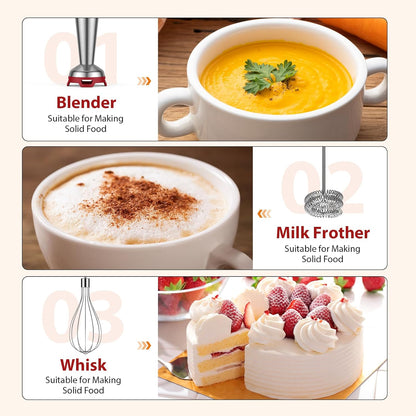 KOIOS Immersion Blender, 1000W Anti-scratch 3-in-1 Hand Blender, Upgraded 12 Speed Stainless Steel