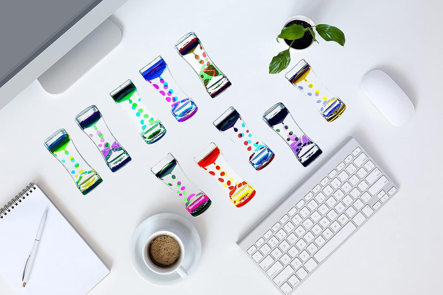 Liquid Motion Bubbler Timer Sensory Toys for Relaxation, Water Timer Fidget Toy for All Age, Motion Bubble Toy Sensory Play for Office Home (Blue & Yellow, 1 Pack)