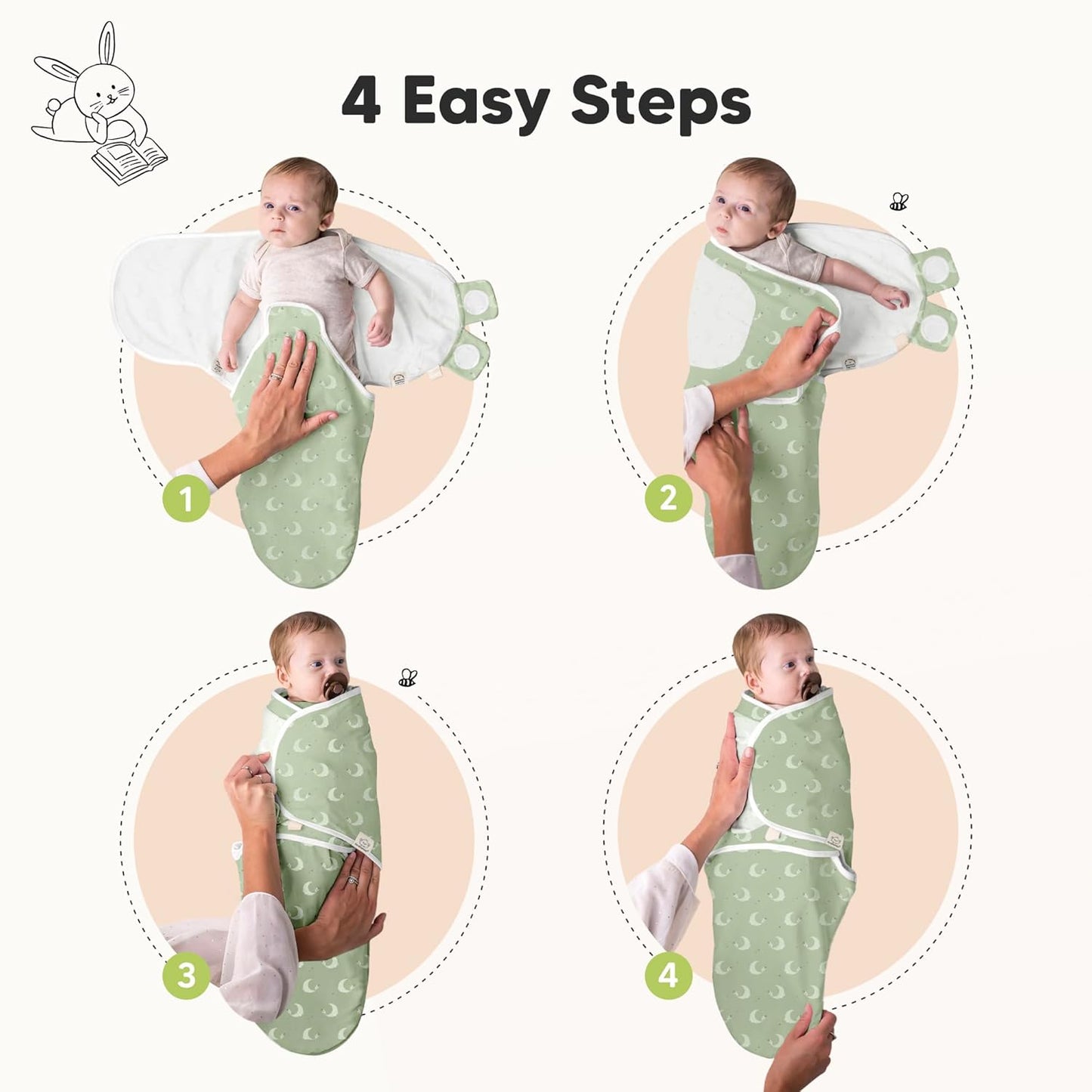 3-Pack Organic Baby Swaddle Sleep Sacks - Swaddles for Newborns, Infant 0-3 Months, Baby Girls, Boys, Soft & Snug Newborn Sleep Sack, Nursery Swaddling Blankets (Lunaris)
