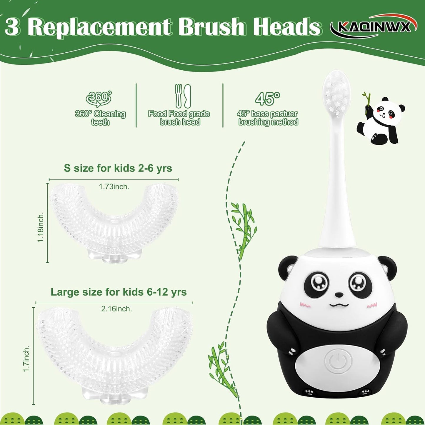 Kids U Shaped Electric Toothbrush for Age 2-12, Rechargeable Toddler Toothbrush with Smart Timer &