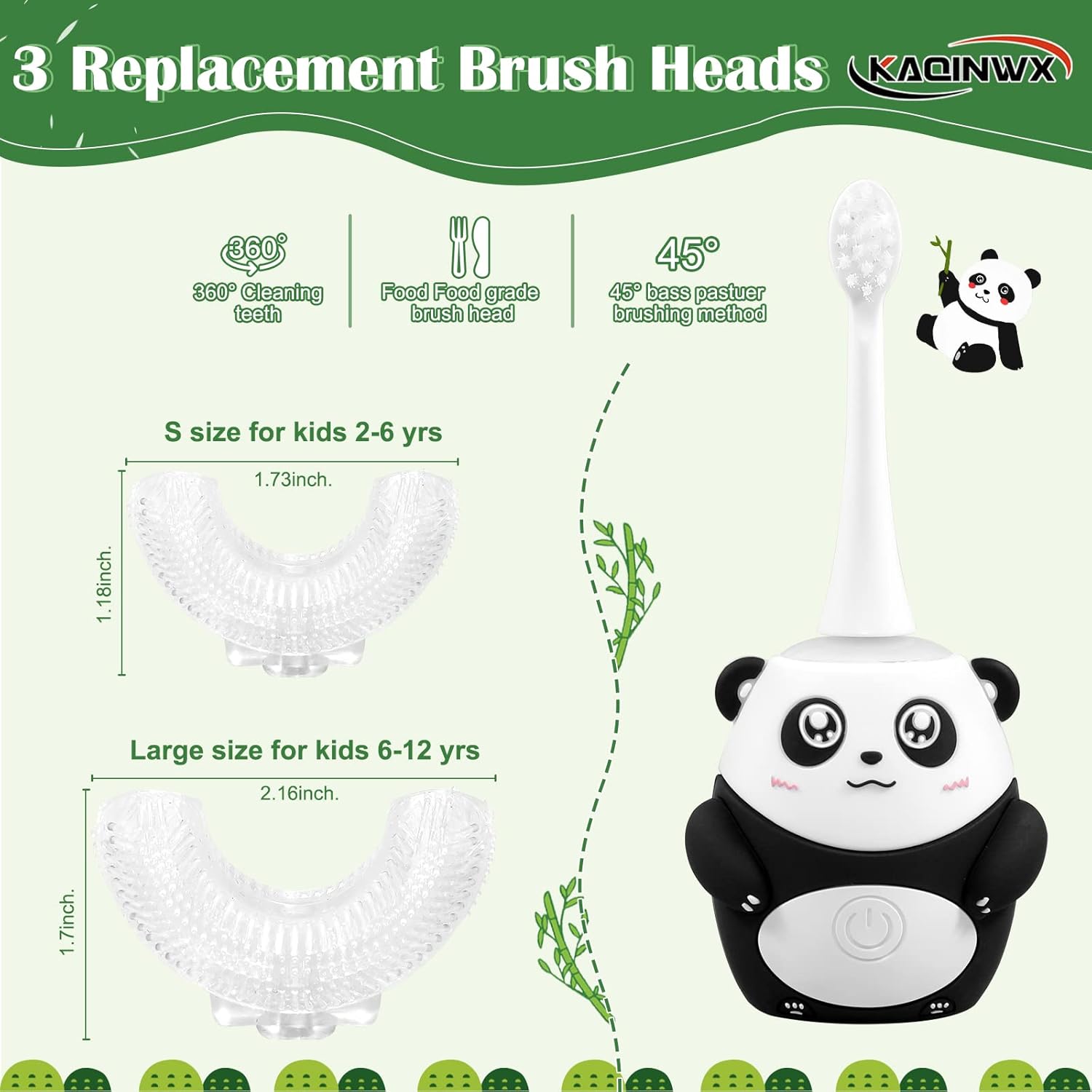 Kids U Shaped Electric Toothbrush for Age 2-12, Rechargeable Toddler Toothbrush with Smart Timer &