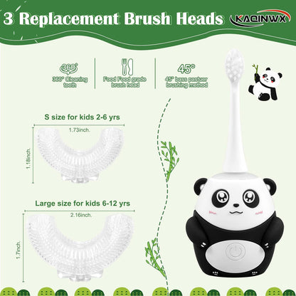 Kids U Shaped Electric Toothbrush for Age 2-12, Rechargeable Toddler Toothbrush with Smart Timer &
