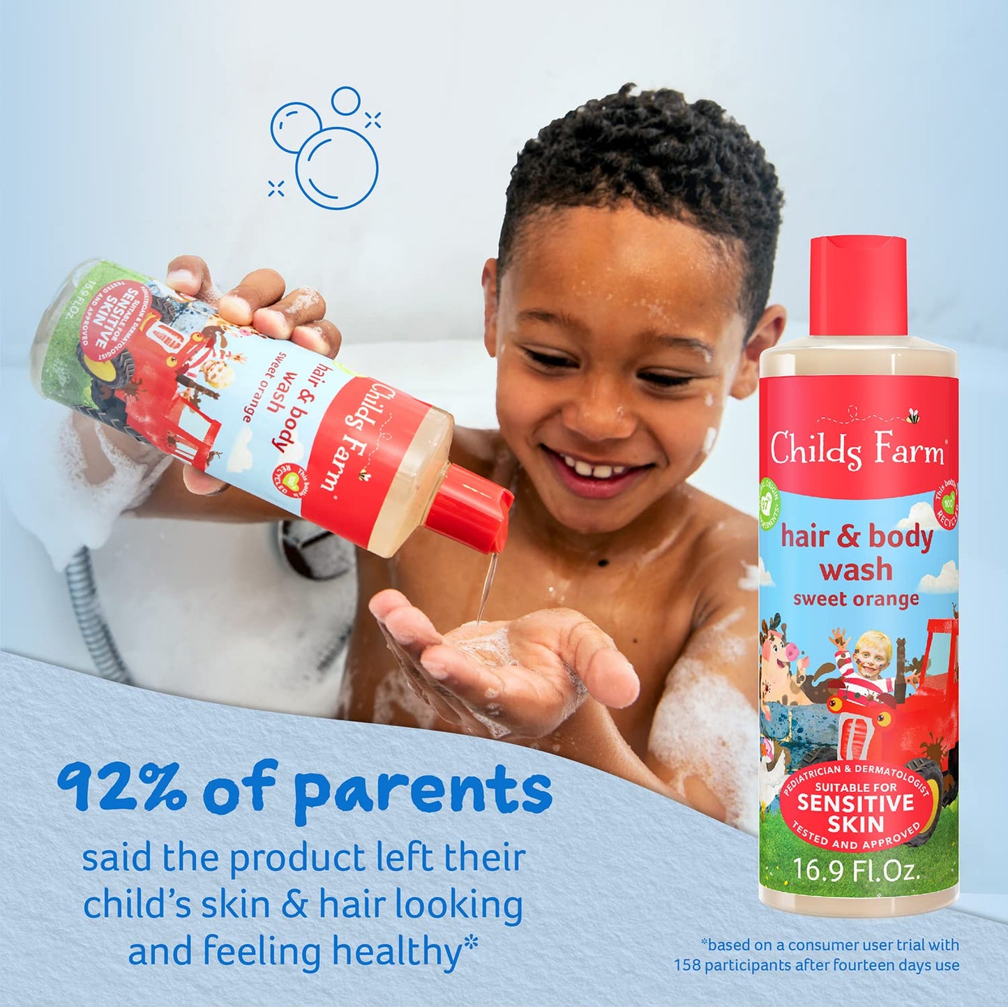 Childs Farm, Kids Hair & Body Wash for Dry, Sensitive Skin, Organic Sweet Orange, Gently Cleanses