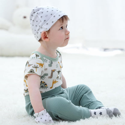 Baby Bodysuit 6 Pack Soft Mixed Ribbed Short Sleeve Romper Infant Boy Girl Clothes Set