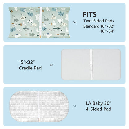 TILLYOU Changing Pad Cover Set in Soft Jersey Material - Fits 32"/34''x16 Contoured Pad for Babies, Jungle Walk and White Stripes