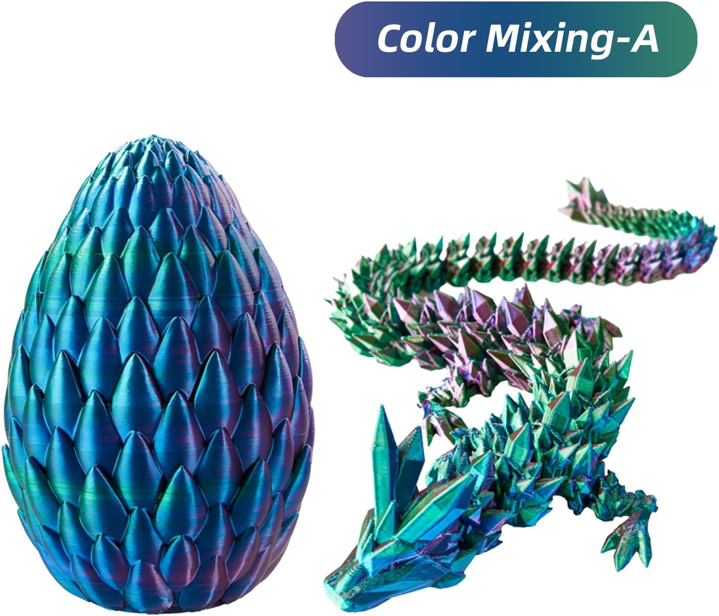 Easter Eggs 3D Printed Dragon Egg Dragon Eggs with Dragon Inside Fidget Toys Pendant Desk Decorative Easter Egg Fillers Easter Gifts for Boys Kids Home Office Decor(Color Mixing-A)