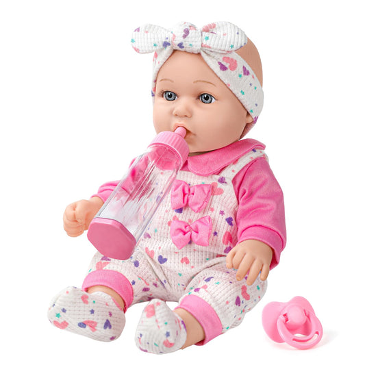 XFEYUE 12" Baby Doll with Pink Bowknot Clothing Set for 3+ Child Girls Gift