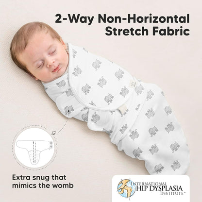 3-Pack Organic Baby Swaddle Sleep Sacks - Swaddles for Newborns, Infant 3-6 Months, Baby Girls, Boys, Soft & Snug Newborn Sleep Sack, Nursery Swaddling Blankets (The Wild 2,L)