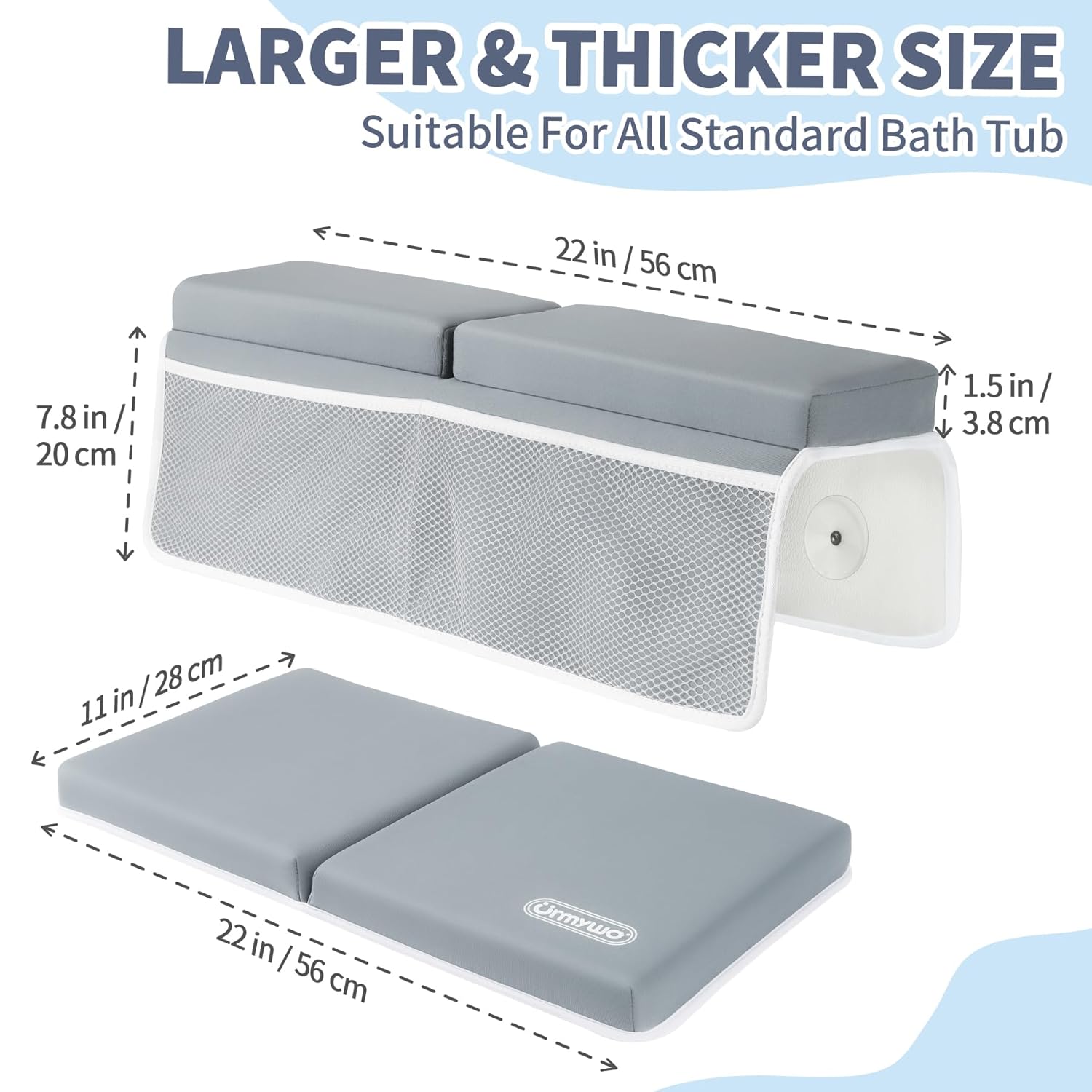 URMYWO Bath Kneeler and Elbow Rest Pad Set - 1.5" Thick Baby Bath Kneeler Pads with Toys Organizer