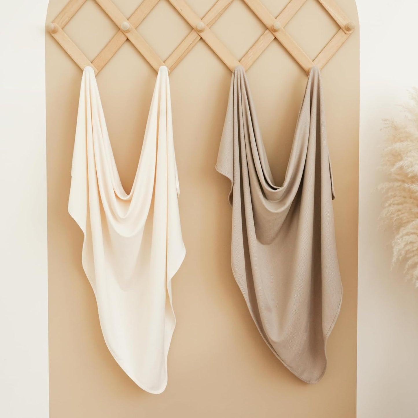 Konssy Knit Baby Blanket 2 Pack, Soft Ribbed Swaddle Receiving Blankets for Boys & Girls